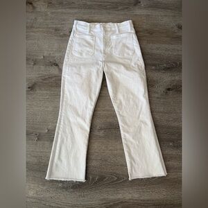 Mother The Hustler Patch Pocket Ankle Fray White Jeans Size 31